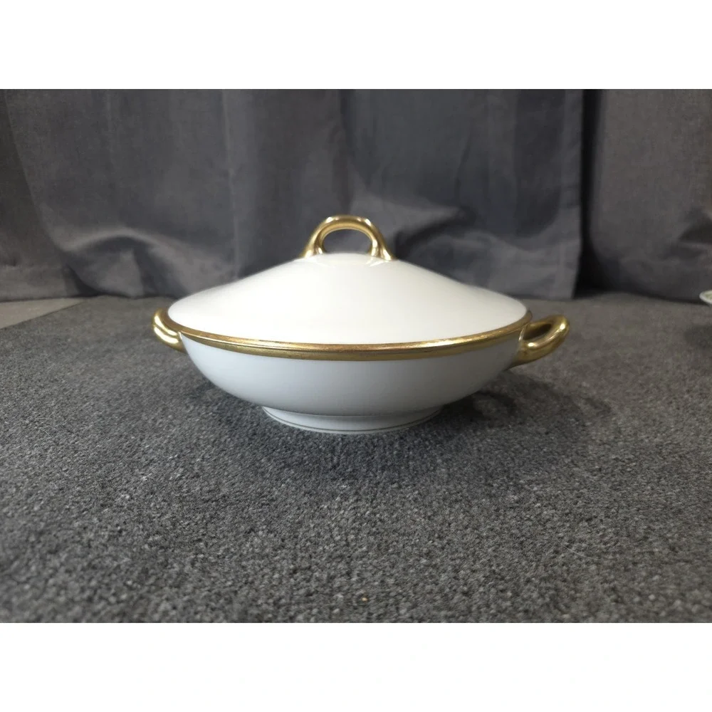 Haviland Limoges France Gold Trim Covered Serving Dish & Bowls 3pc Set AS-IS